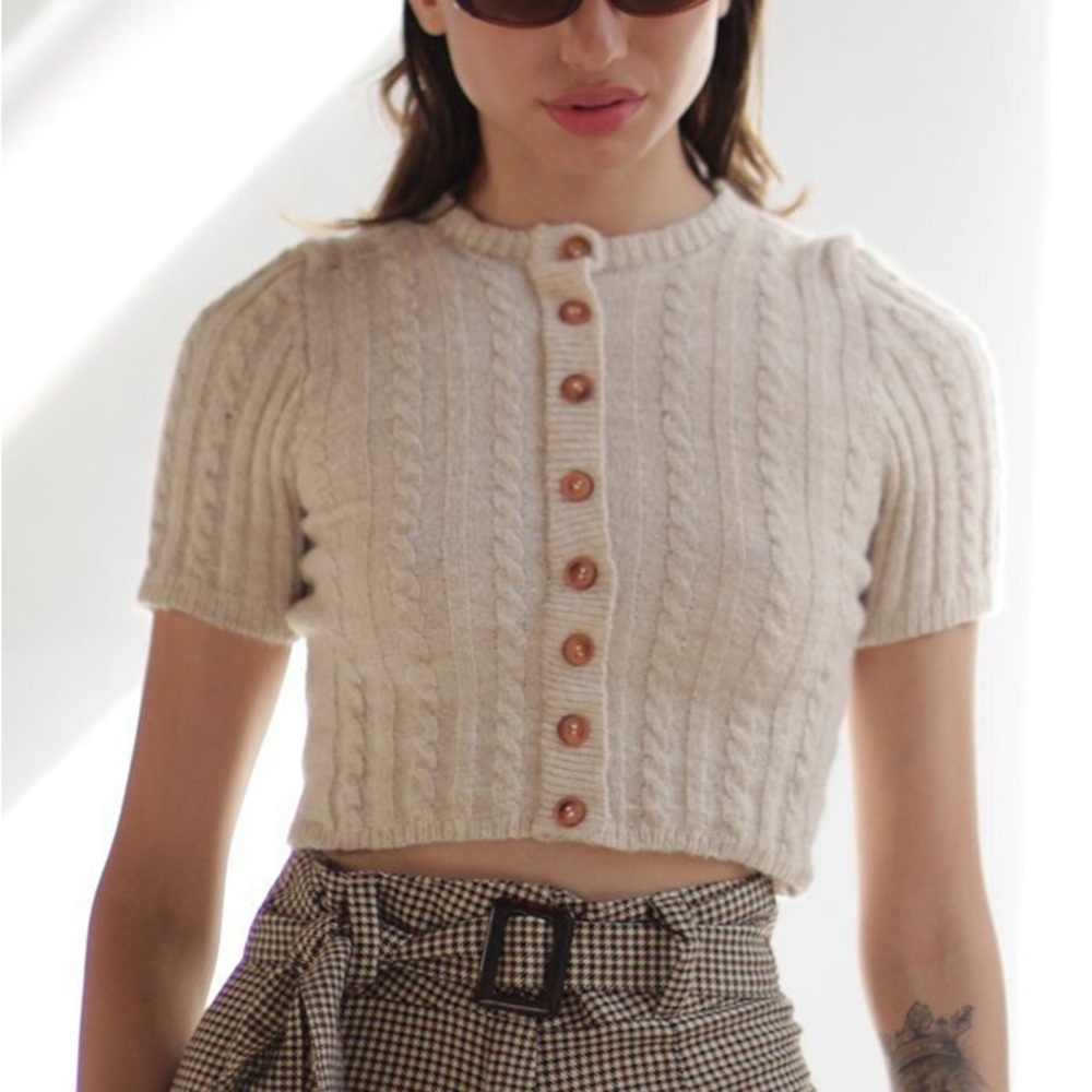 Tach Dalia Mohair Elastano Knit Top Cropped Sweater